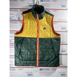 Nike Synthetic Fill Zip Vest Coat Green Yellow Red Mens Size L